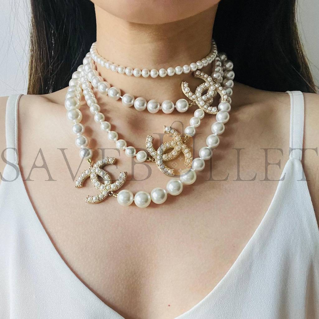 Ch*el vintage extra long pearls trio cc logo coco strands versatile necklace 3427223210282